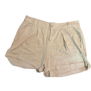 Torrid Women's Linen‎ Blend Shorts Cuffed Tan Beige Size 14 (lining removed)
